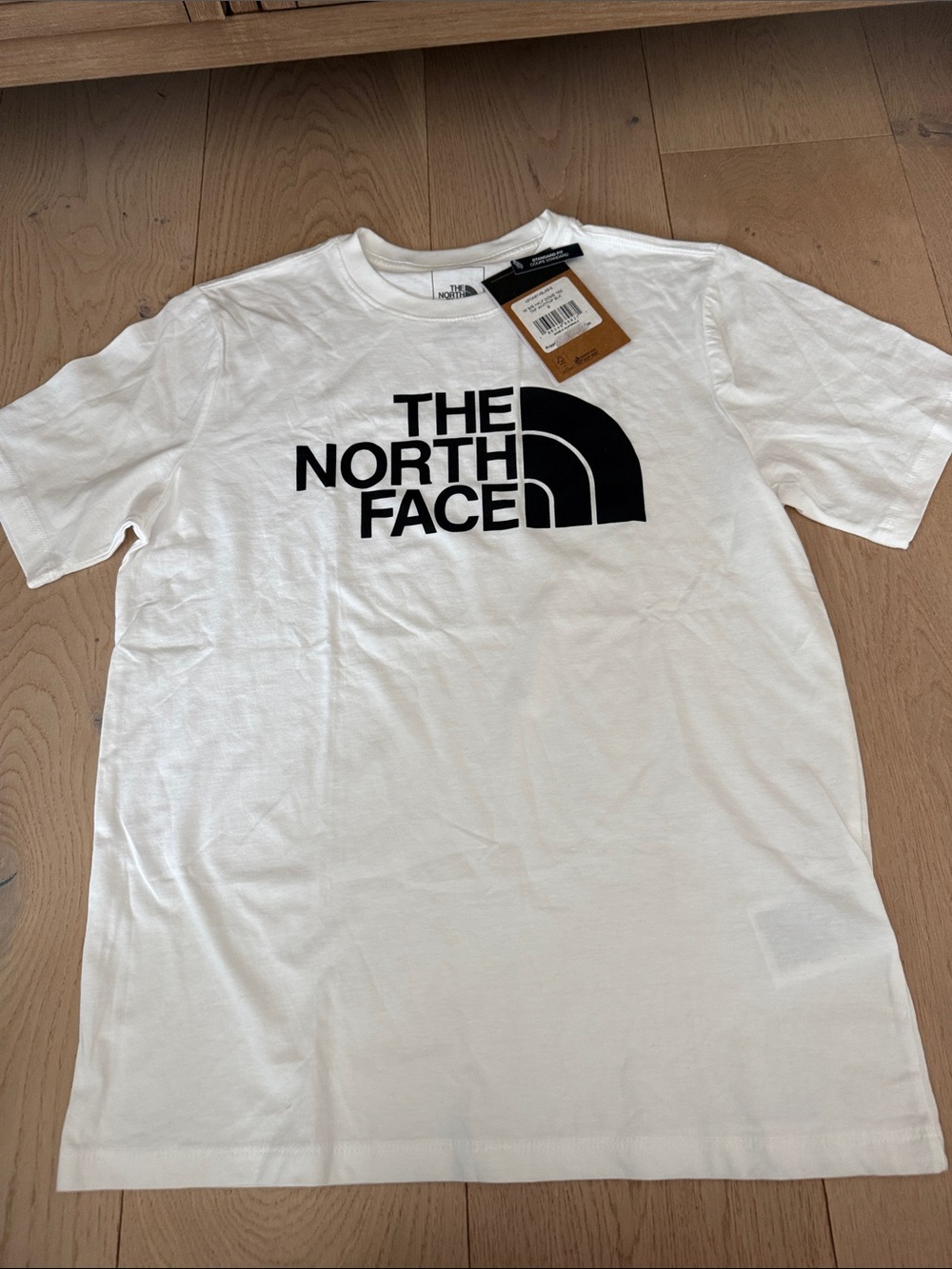 The North Face White Crewneck Tee with Black Logo.  New.  Womens small